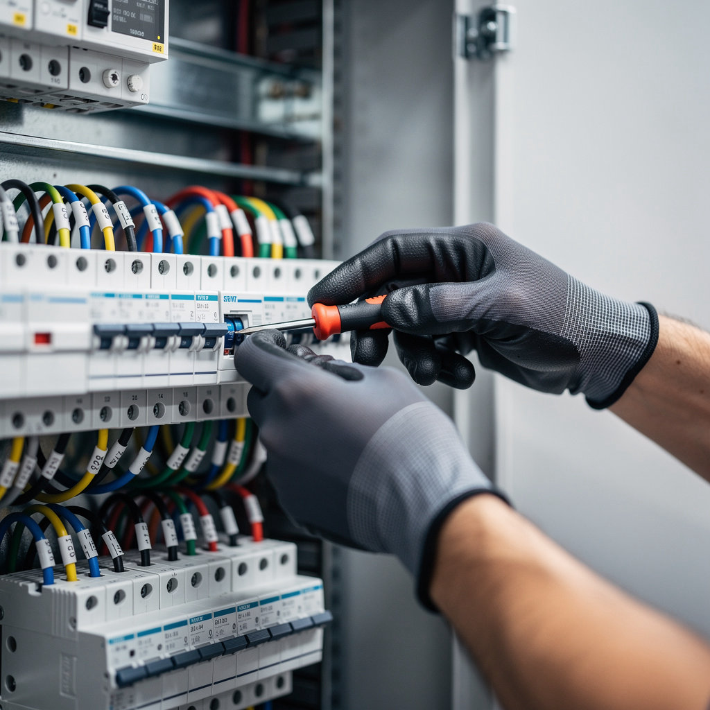 Murphy Electric Maintenance Co technician providing commercial electrical services for a Santa Barbara business