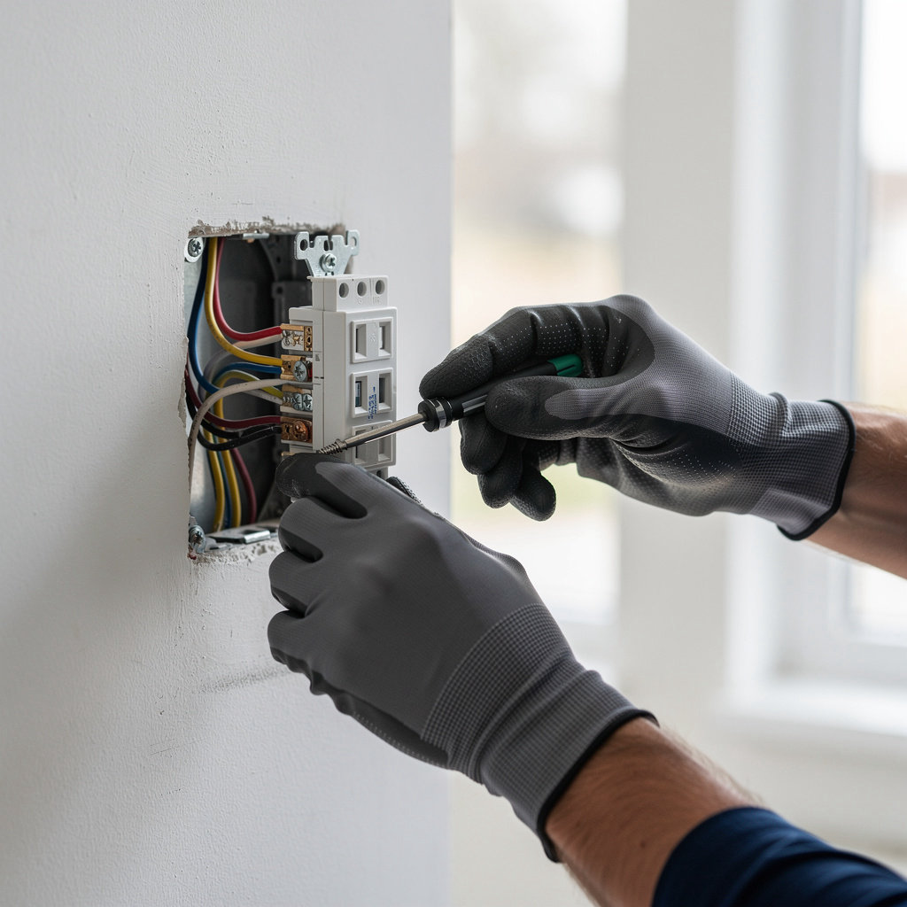 Murphy Electric Maintenance Co electrician performing residential electrical panel upgrade in a Santa Barbara home